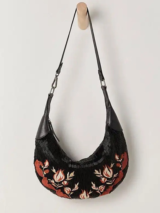 Handbags - NWOT Free People Bugle Beaded Shoulder Bag- Black